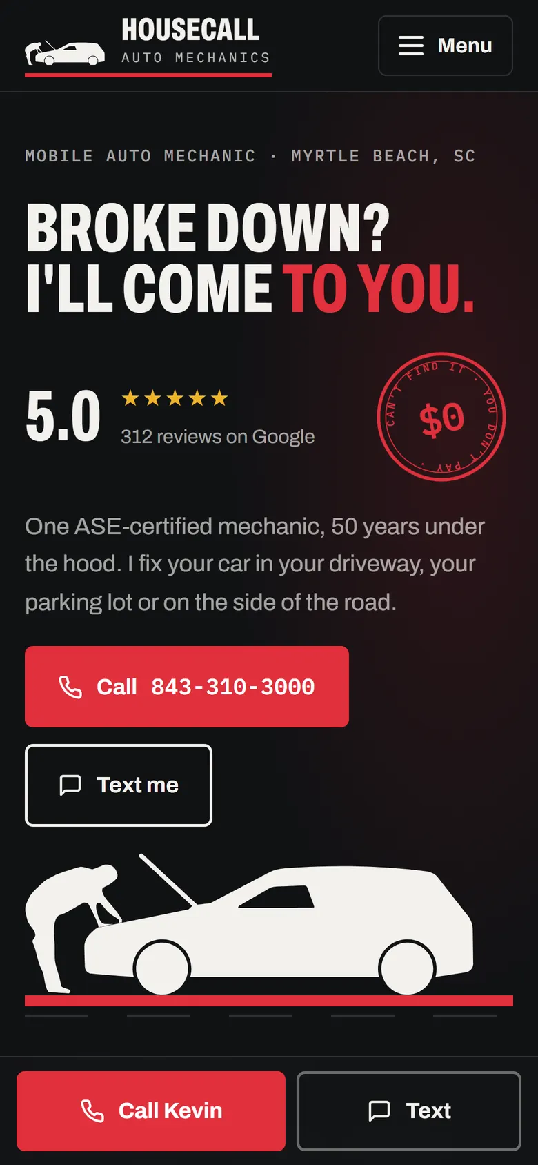 Housecall Auto Mechanics on a phone